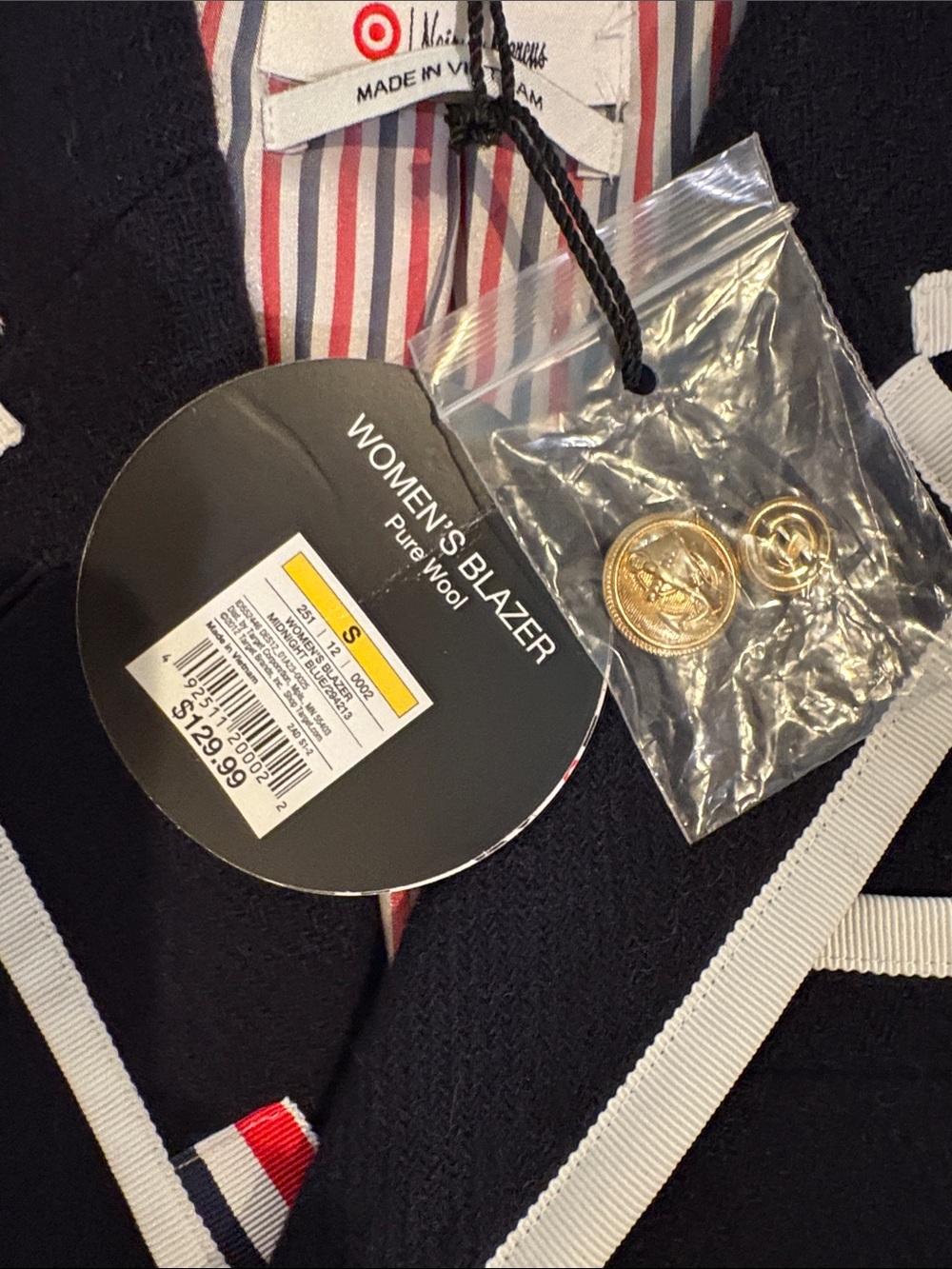 NWT Thom Browne For Neiman Marcus & Target Navy Blazer with White Trim - Picture 4 of 7